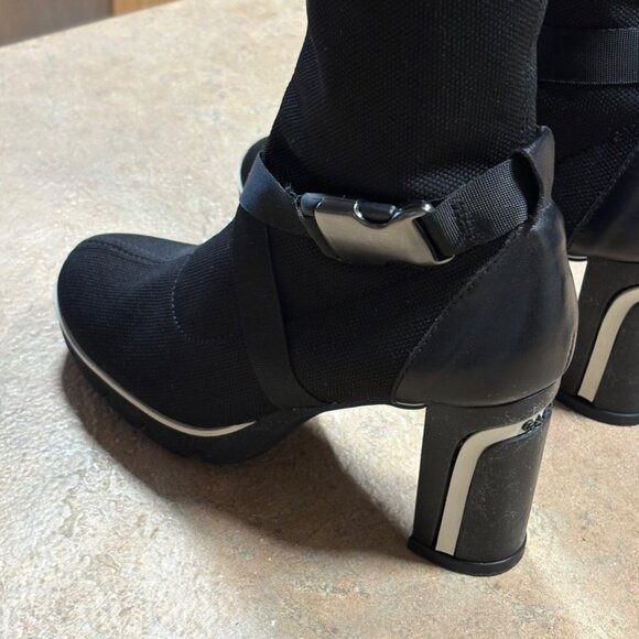 Gadea Black Stretch Sock Buckle Boots Leather Heels Made In Spain 37 Extralight - Picture 12 of 15